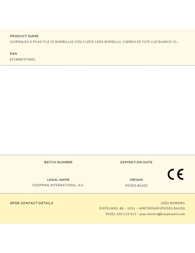 Guirnalda a pilas fija 10 bombillas con 3 leds cada bombilla. cuerda de yute luz blanco calido 3,15 m