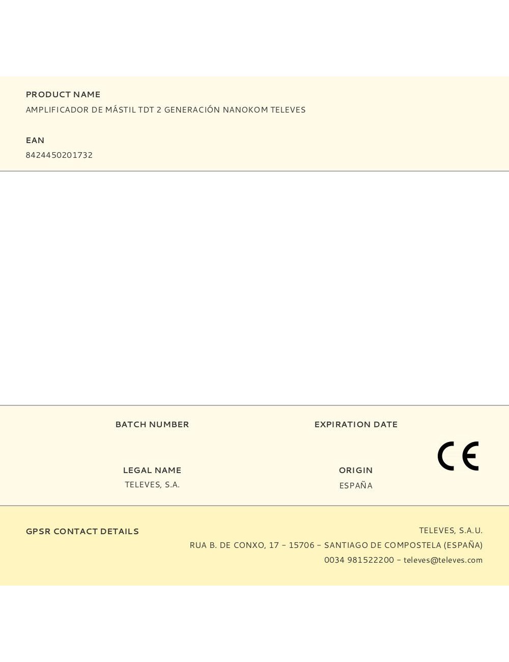 Amplificador de mástil tdt 2 generación nanokom televes
