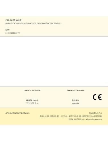 Amplificador de vivienda tdt 2 generación "cei" televes