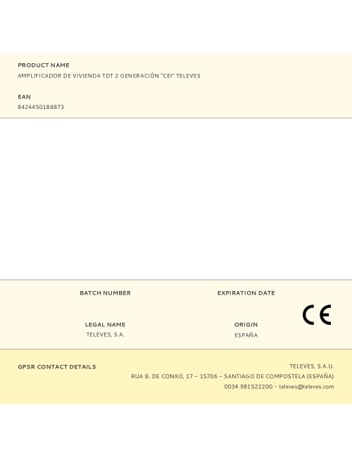 Amplificador de vivienda tdt 2 generación "cei" televes