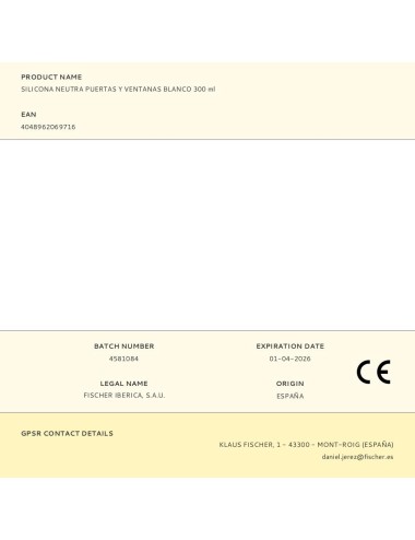 Silicona neutra puertas y ventanas blanco 300 ml