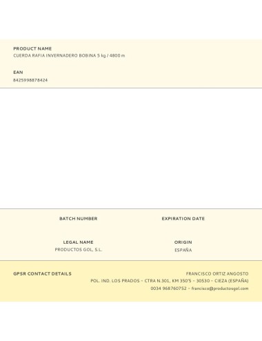 Cuerda rafia invernadero bobina 5 kg / 4800 m