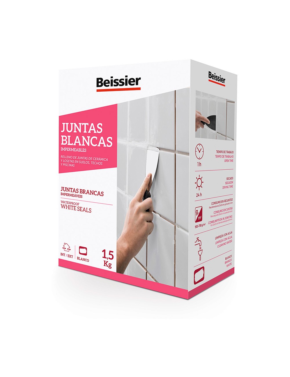 Masilla para juntas blancas impermeables 1,5 kg