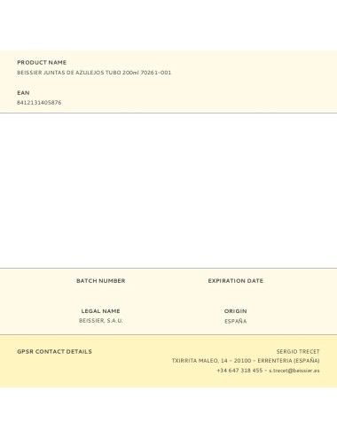 Masilla para juntas de azulejos tubo 200 ml