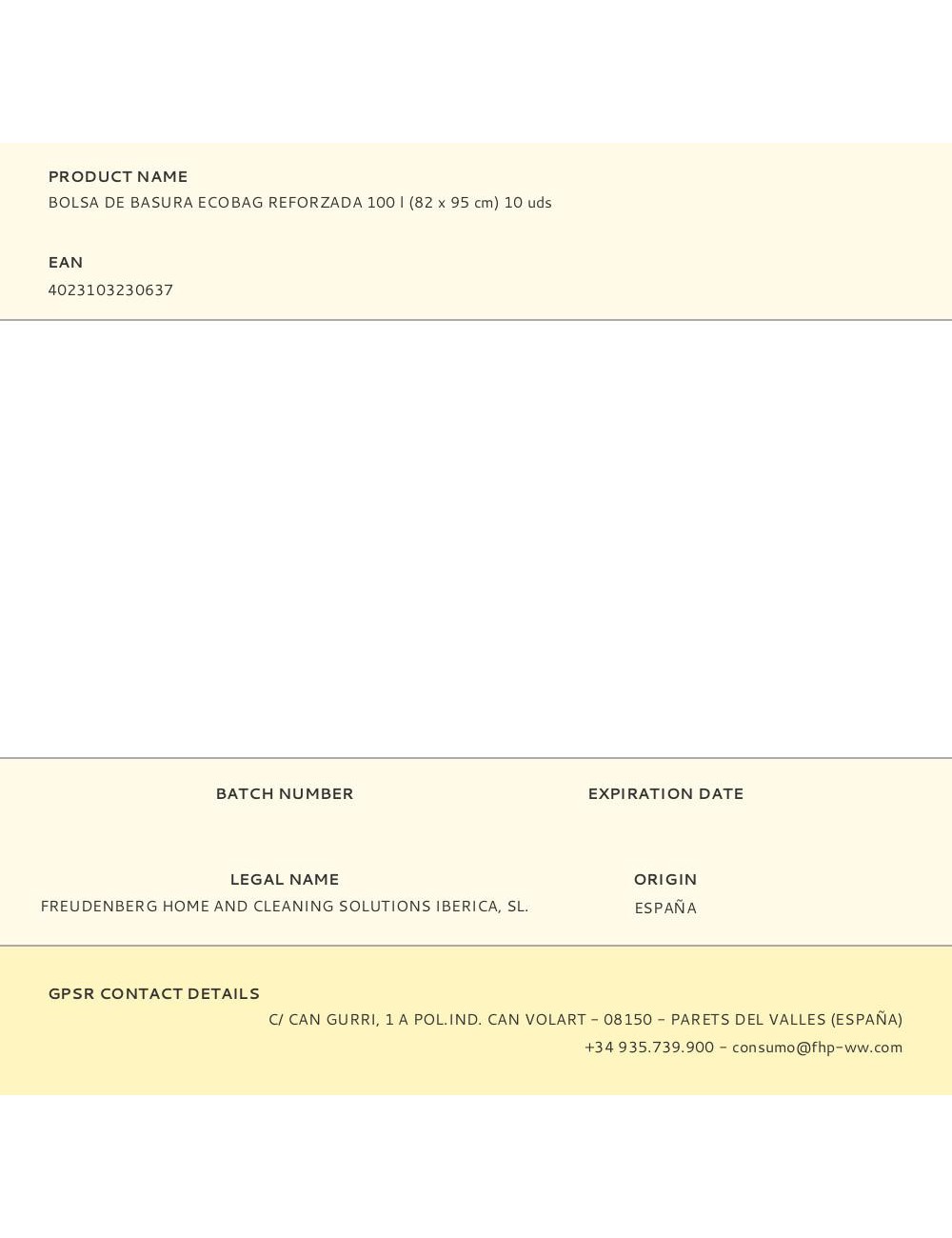 Bolsa de basura ecobag reforzada 100 l (82 x 95 cm) 10 uds