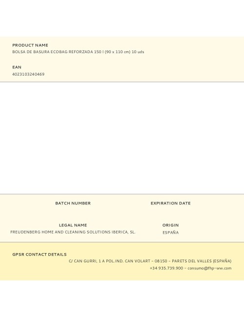 Bolsa de basura ecobag reforzada 150 l (90 x 110 cm) 10 uds