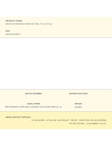 Bolsa de basura ecobag 50 l (68 x 73 cm) 10 uds