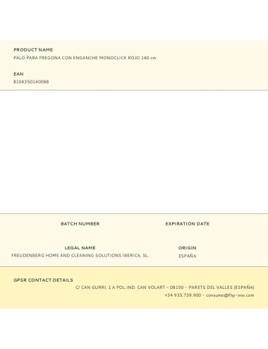 Palo para fregona con enganche monoclick rojo 140 cm