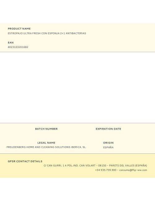 Estropajo ultra fresh con esponja 2+1 antibacterias