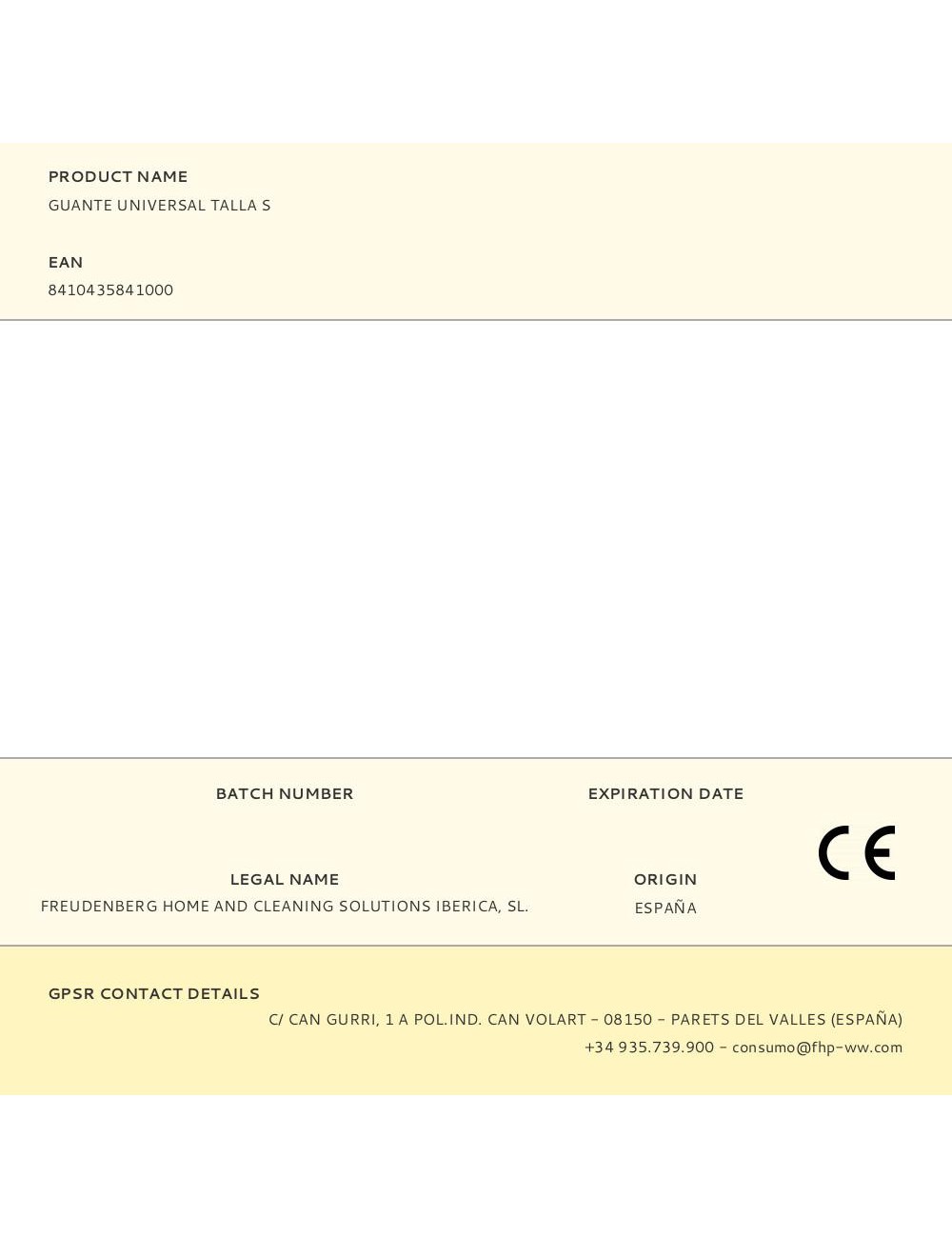 Guante universal talla s