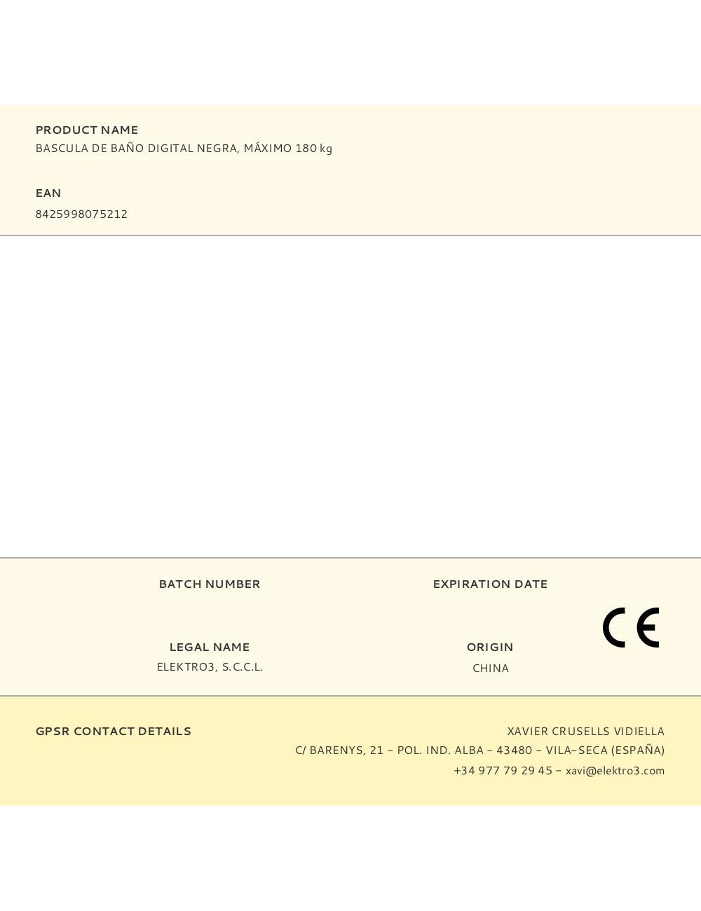 Bascula de baño digital negra, máximo 180 kg