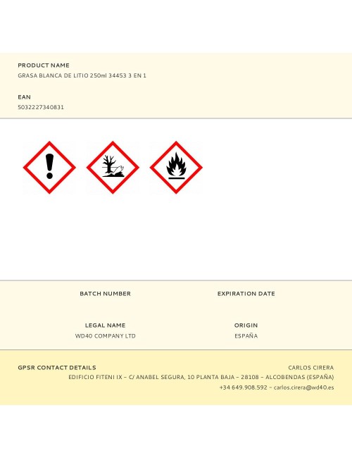 Grasa blanca de litio 250ml 34453 3 en 1