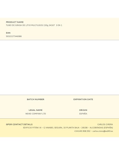 Grasa de litio multiusos 3 en 1 tubo 150 g