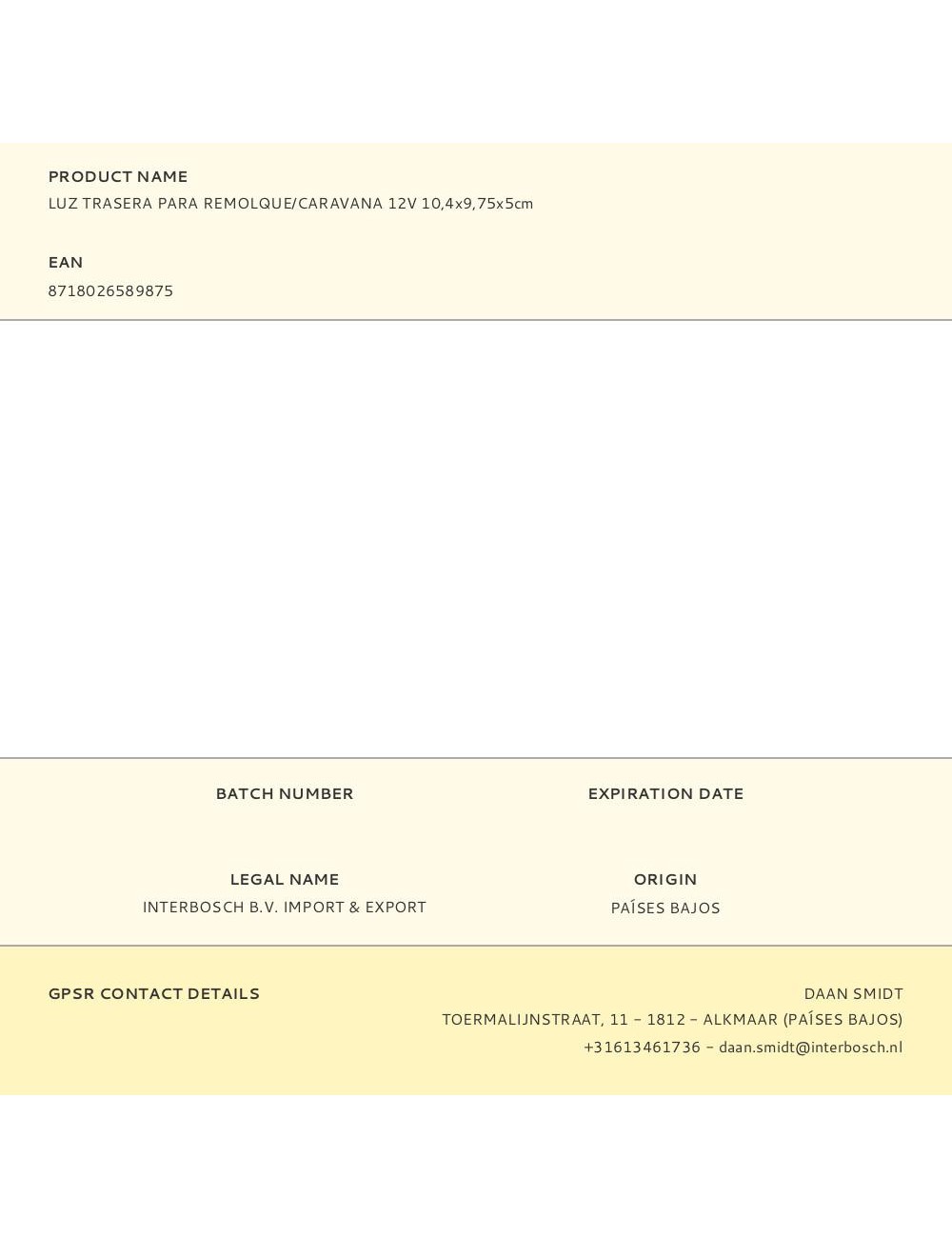 Luz trasera para remolque/caravana 12v 10,4x9,75x5cm