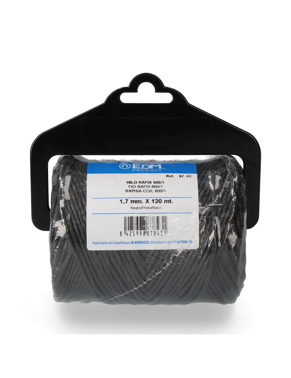 Cordel rafia negro 600/1 calibre 1,7 mm x 120 m