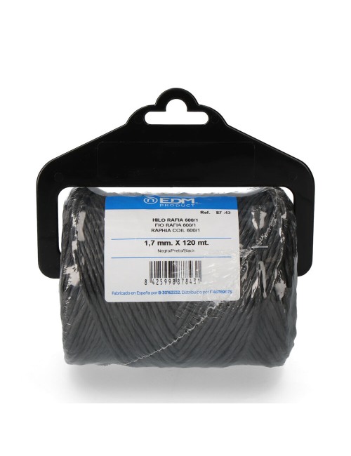 Cordel rafia negro 600/1 calibre 1,7 mm x 120 m