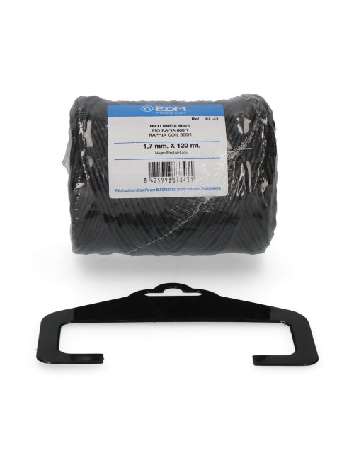 Cordel rafia negro 600/1 calibre 1,7 mm x 120 m