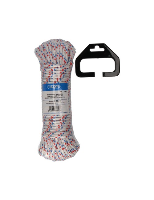 Cuerda trenzada blanca con pintas nylon, calibre 6 mm x 25 m