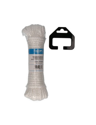 Cuerda trenzada nylon blanco granate, calibre 6 mm x 10 m