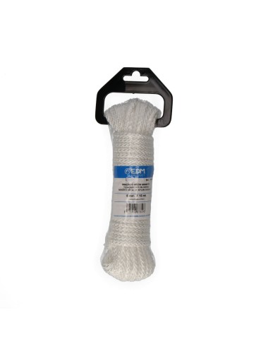 Cuerda trenzada nylon blanco granate, calibre 6 mm x 15 m