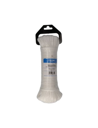 Cuerda trenzada nylon blanco granate, calibre 6 mm x 25 m