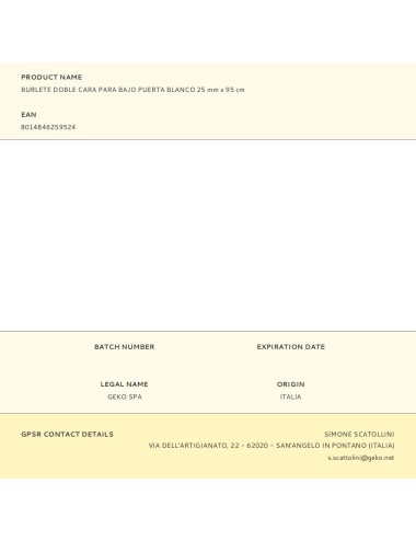 Burlete doble cara para bajo puerta blanco 25 mm x 95 cm