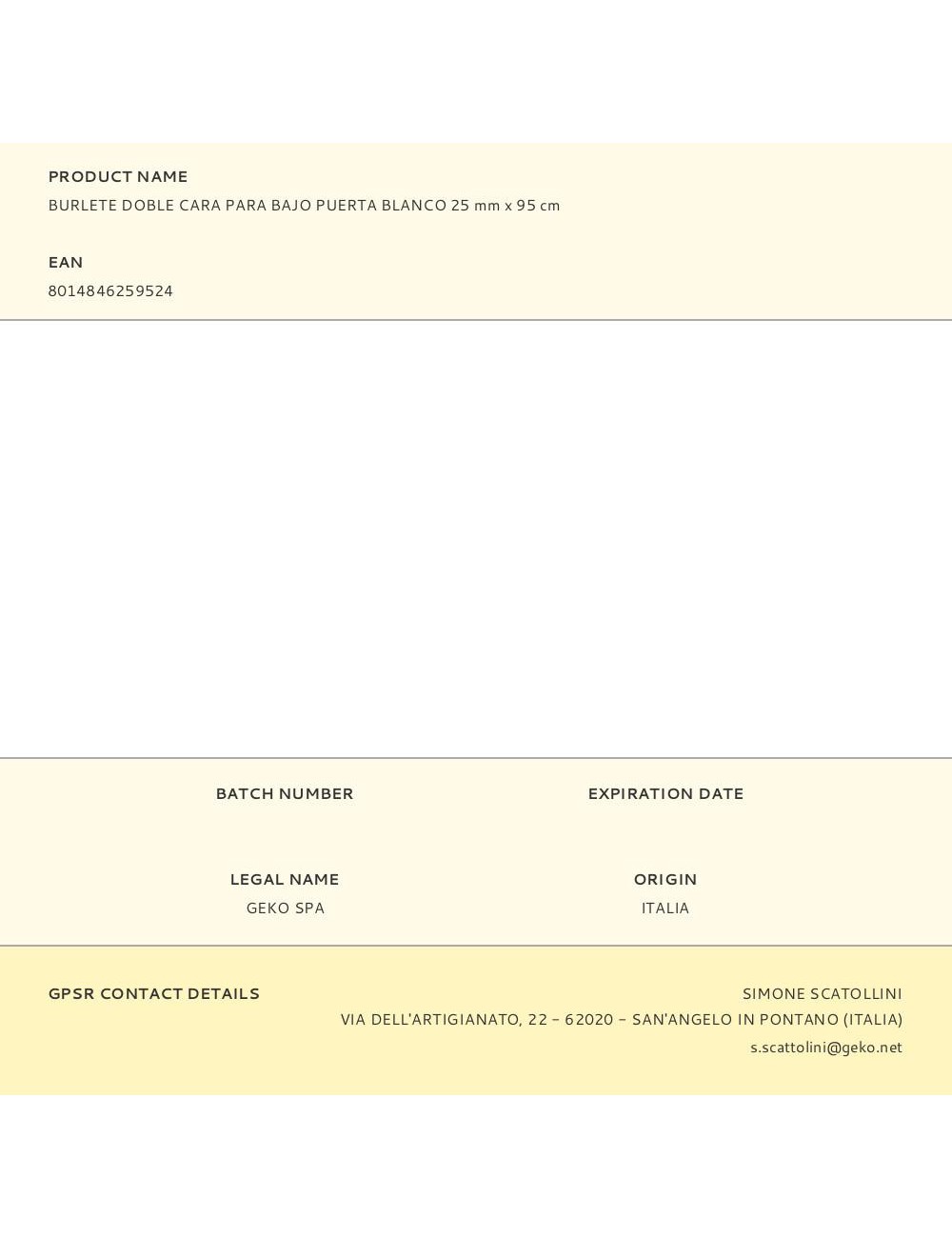 Burlete doble cara para bajo puerta blanco 25 mm x 95 cm