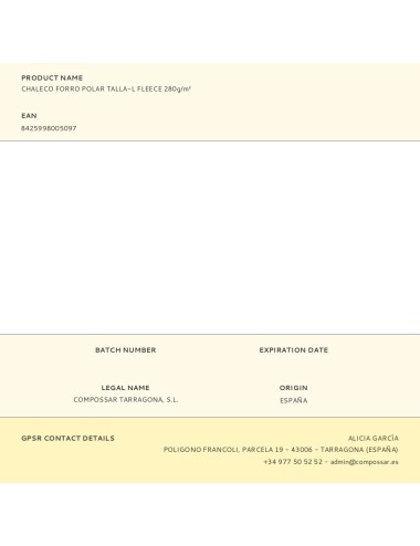 Chaleco forro polar talla-l fleece 280g/m