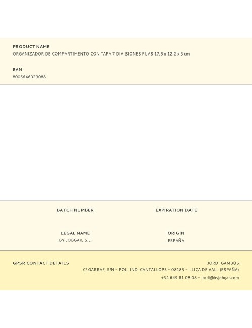 Organizador de compartimento con tapa 7 divisiones fijas 17,5 x 12,2 x 3 cm