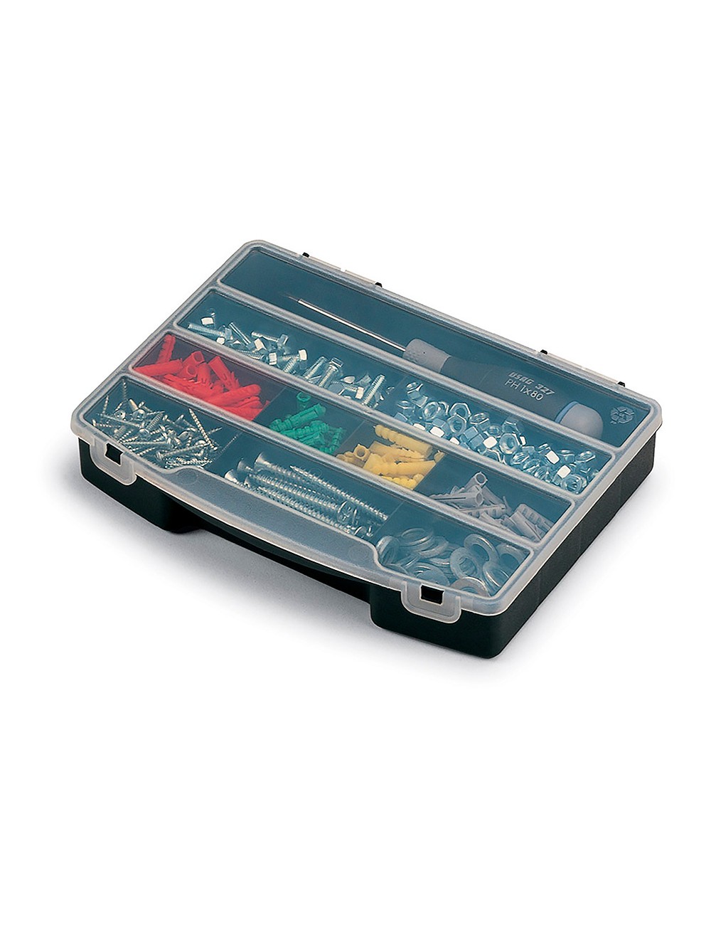 Organizador de compartimento con tapa 10 divisiones fijas 24,5 x 18 x 4 cm