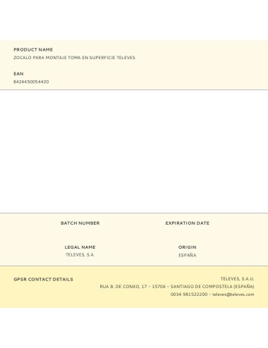 Zocalo para montaje toma en superficie televes