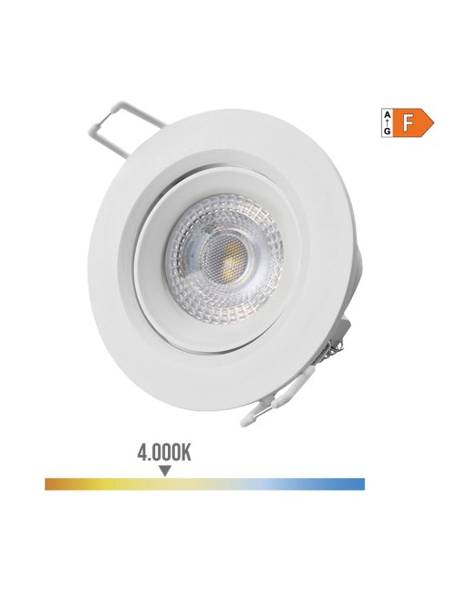 Downlight led empotrable redondo 5 w 4000 k 380 lm luz día color blanco ø9 cm