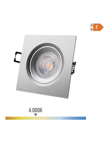 Downlight led empotrable cuadrado 5 w 4000 k luz dia color cromo 9 x 9 cm