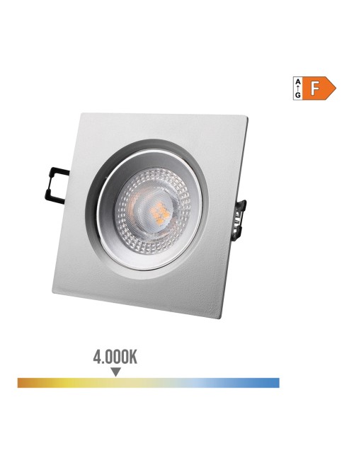 Downlight led empotrable cuadrado 5 w 4000 k luz dia color cromo 9 x 9 cm