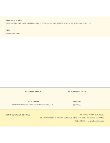 Prensaestopas para instalacion electrica m12x1,5 (retractilado) solera kit-pl12g