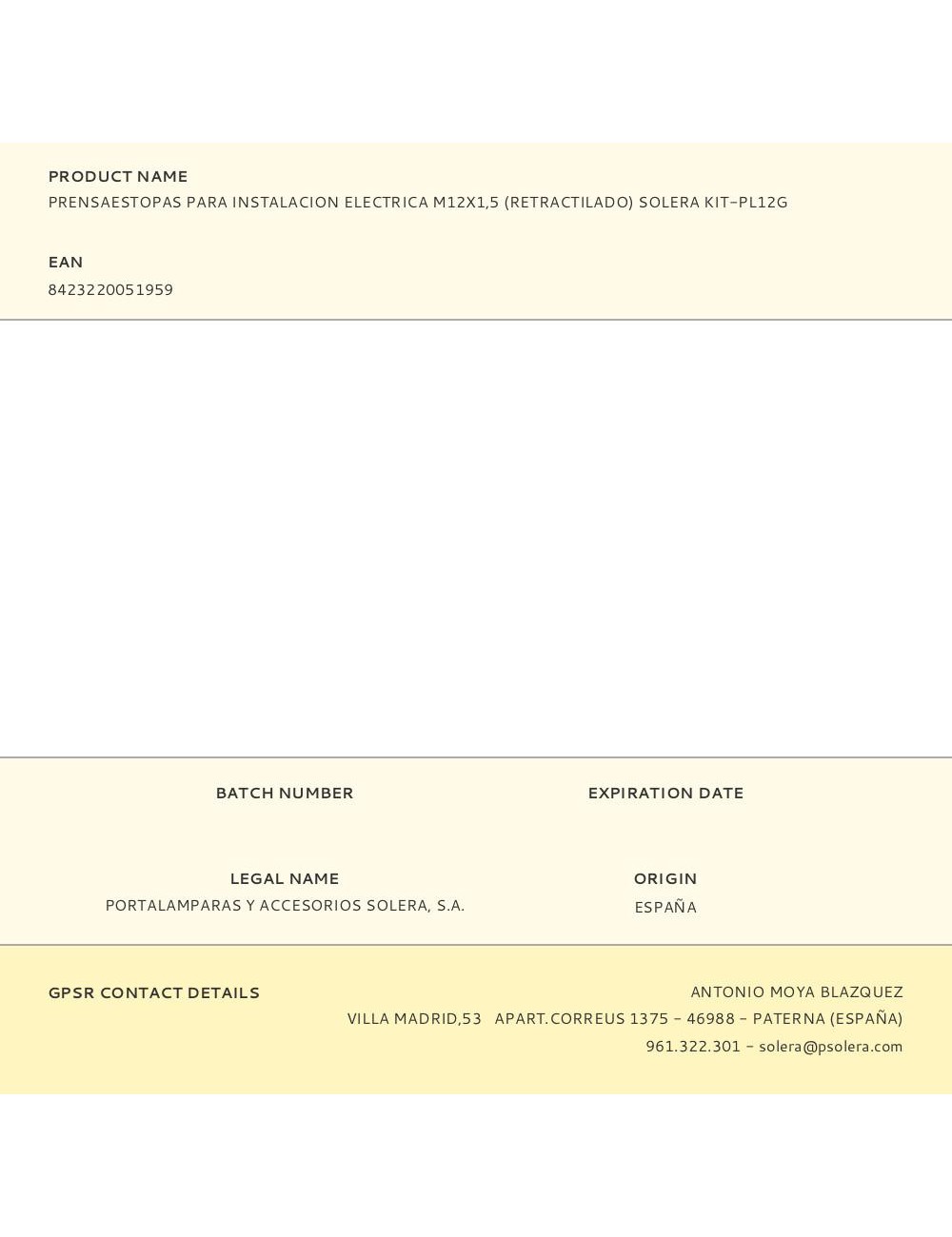 Prensaestopas para instalacion electrica m12x1,5 (retractilado) solera kit-pl12g