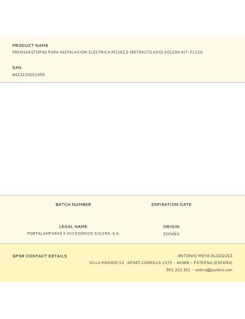 Prensaestopas para instalacion electrica m12x1,5 (retractilado) solera kit-pl12g