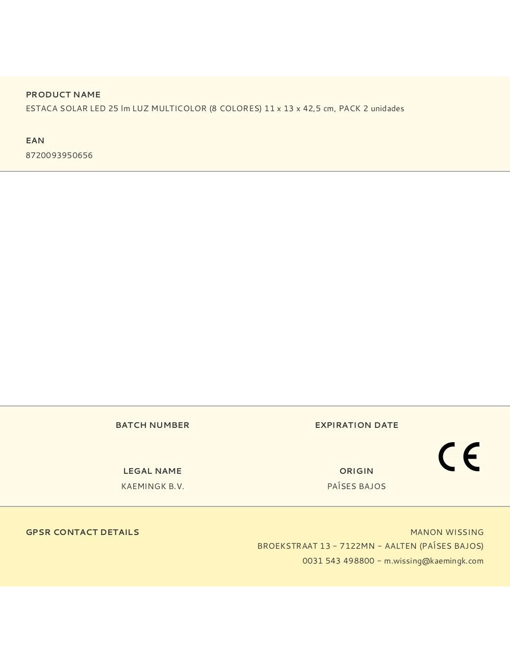 Estaca solar led 25 lm luz multicolor (8 colores) 11 x 13 x 42,5 cm, pack 2 unidades