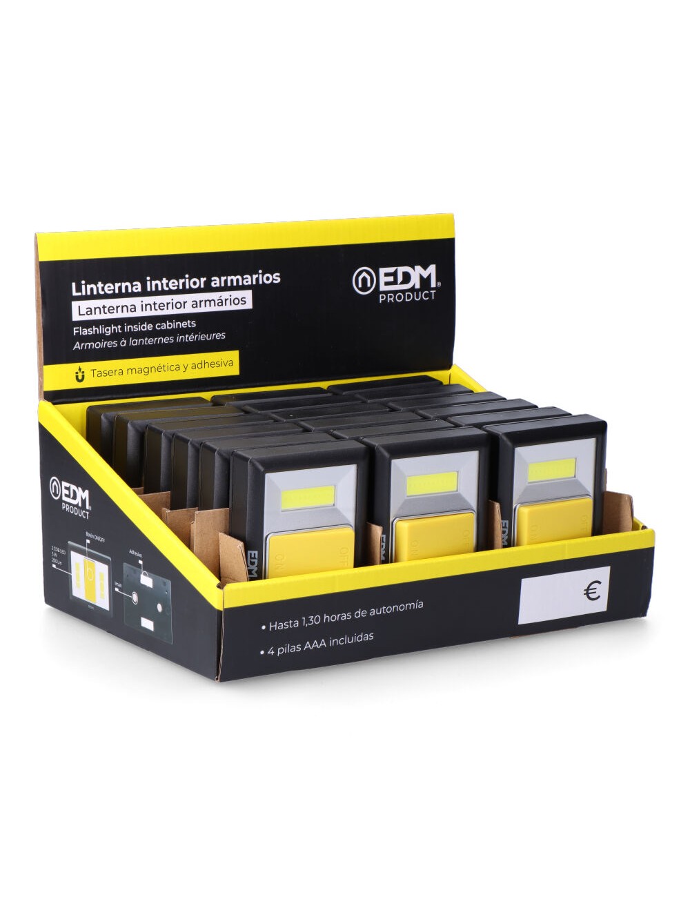 Linterna led handy light, base adhesiva/imantada 200 lm 4xaaa (incluidas)