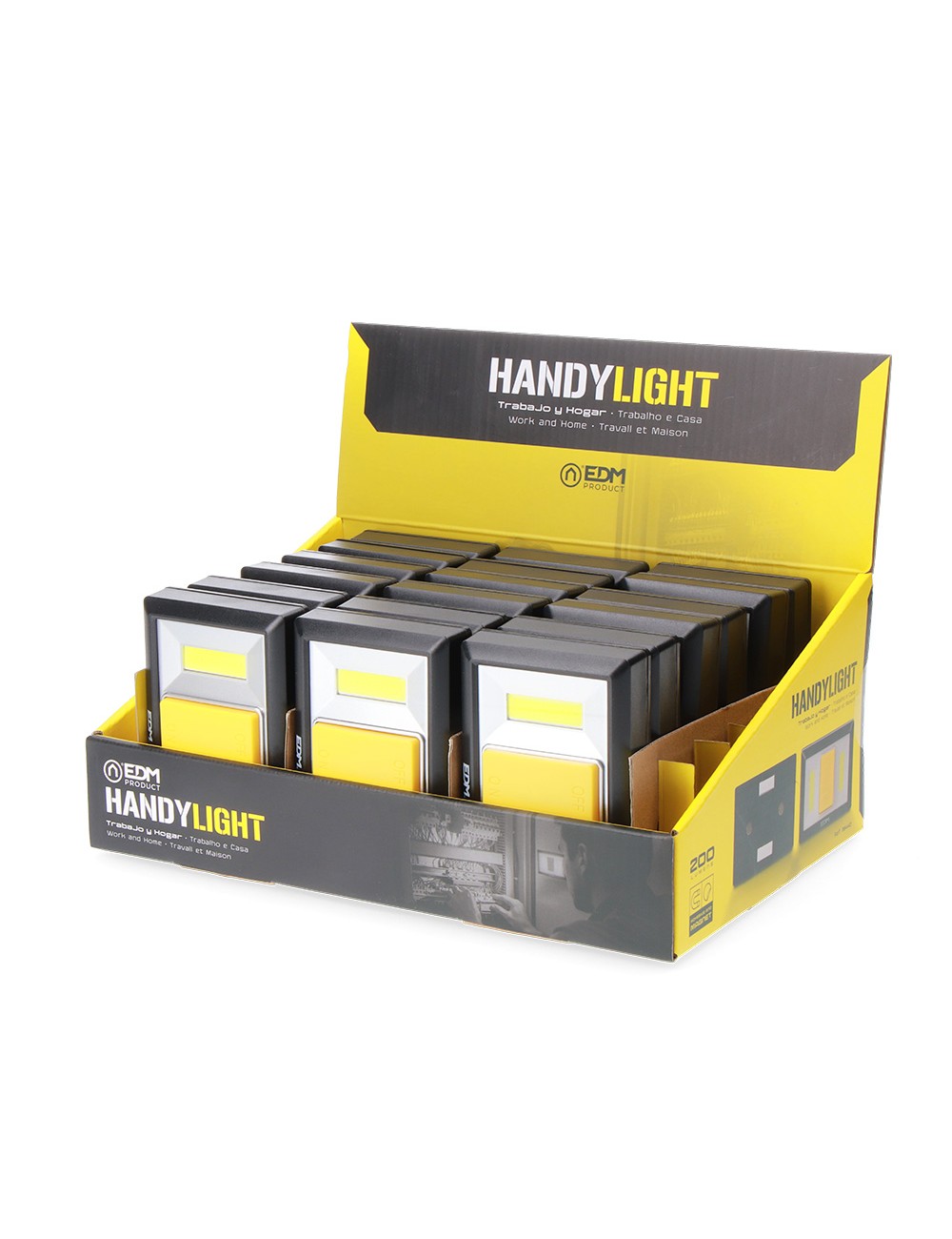 Linterna led handy light, base adhesiva/imantada 200 lm 4xaaa (incluidas)