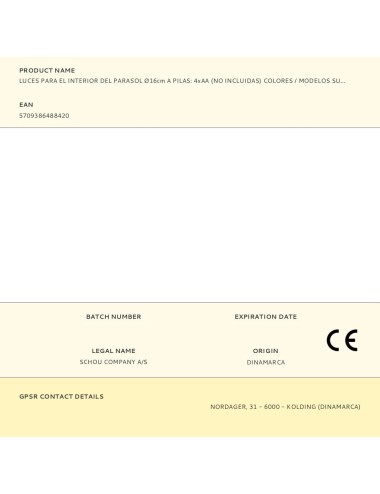 Luces para el interior del parasol ø16cm a pilas: 4xaa (no incluidas) colores / modelos surtidos