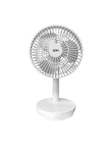 Ventilador de sobremesa recargable blanco potencia: 5w 31,6 db aspas: ø14,5 cm 17 x 13 x 26 cm