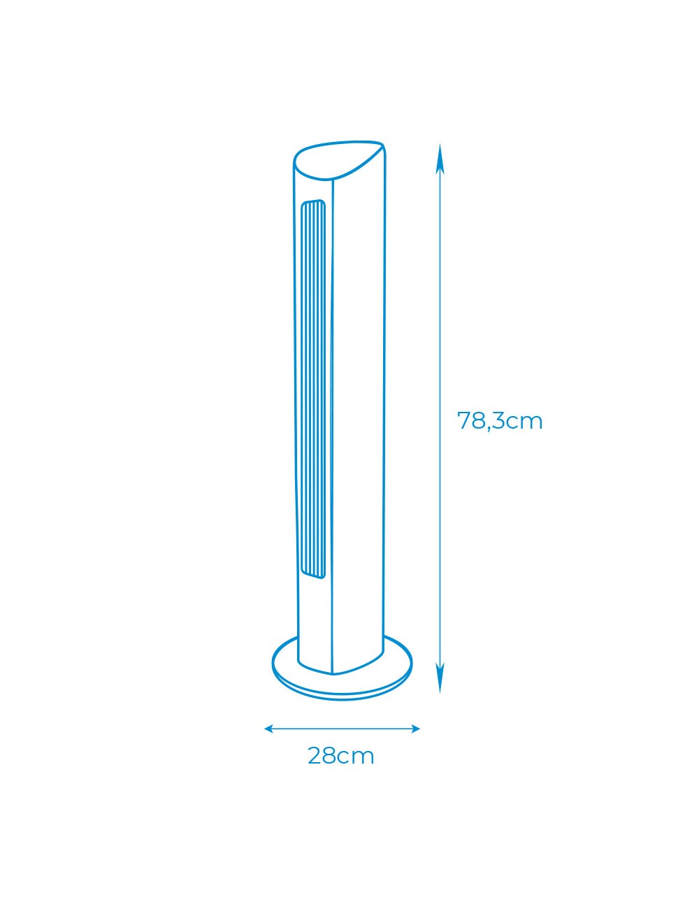 Ventilador de torre. potencia: 60 w 54,8 db, mando a distancia, negro 28 x 78,3 cm