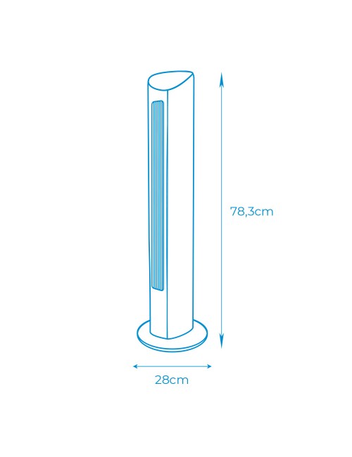 Ventilador de torre. potencia: 60 w 54,8 db, mando a distancia, negro 28 x 78,3 cm