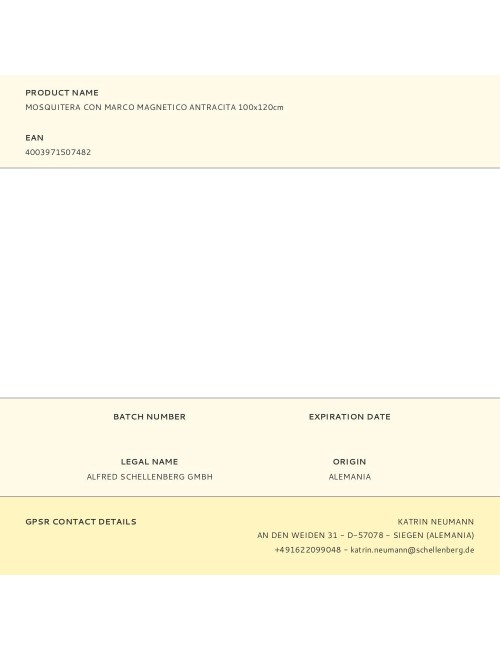 Mosquitera con marco magnetico antracita 100 x 120 cm