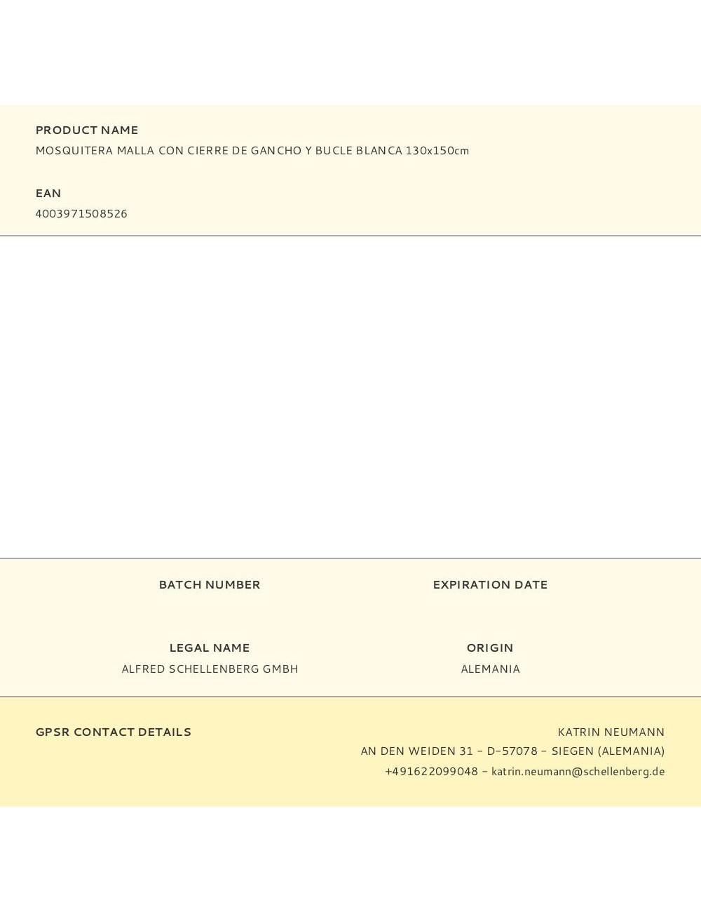 Mosquitera malla con cierre de gancho y bucle blanca 130 x 150 cm