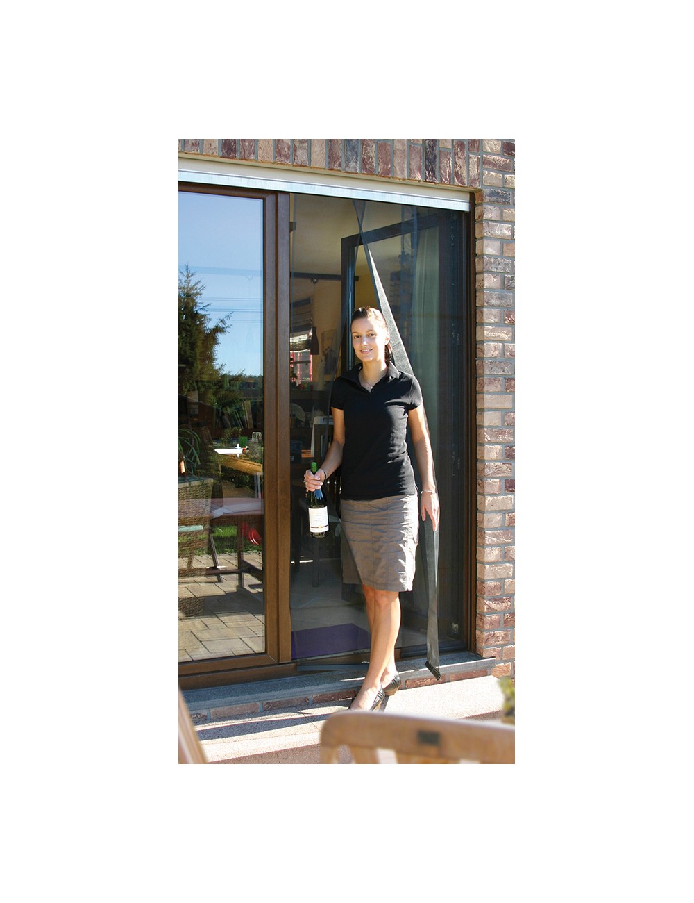 Mosquitera cortina telescópica antracita 95 x 220 cm