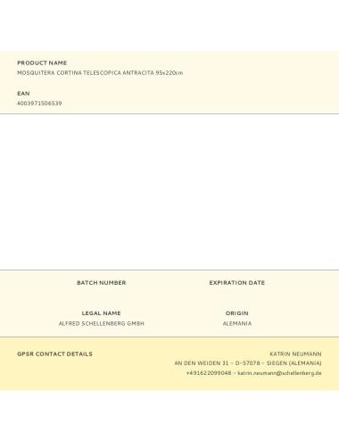 Mosquitera cortina telescópica antracita 95 x 220 cm