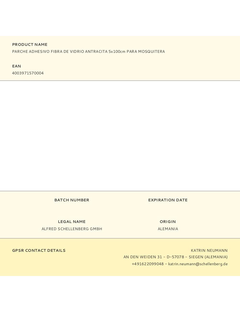 Parche adhesivo fibra de vidrio antracita para mosquitera 5 x 100 cm