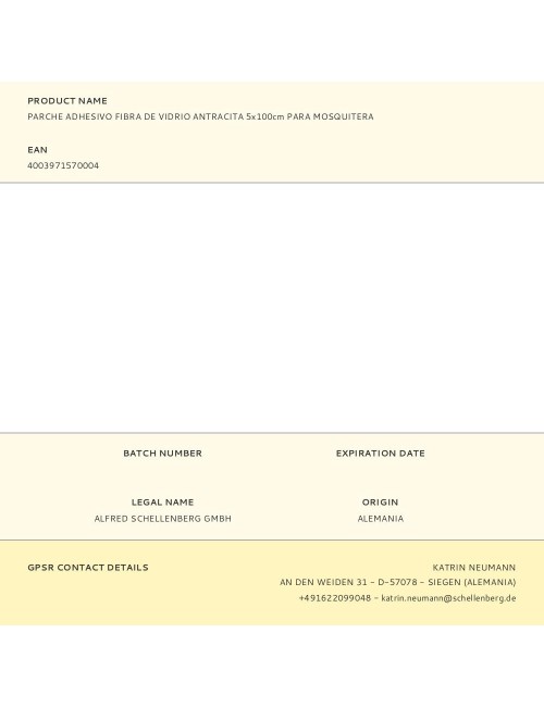 Parche adhesivo fibra de vidrio antracita para mosquitera 5 x 100 cm